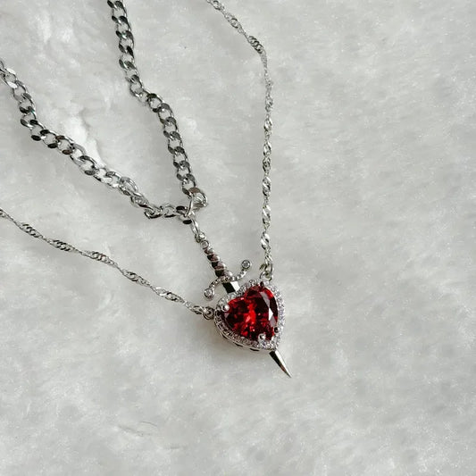 Lover's Heart & Dagger Necklace